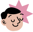 Ilustração de um rosto de um garoto sorrindo de olhos fechados com uma estrela atrás