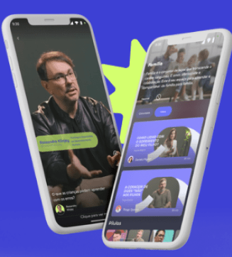 Imagem de dois celulares com imagens do aplicativo Educa em suas telas